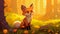 cute anime fox in a bright forest