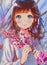 Cute Anime Girl Holding Sakura Flowers