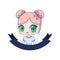 cute anime girl portrait cartoon ribbon