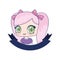 cute anime girl portrait cartoon ribbon