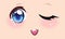 Cute anime girls eyes. Manga face expressions. Vector illustration.