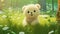 cute anime teddybear in a green forest