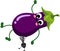 Cute ant carrying a funny eggplant mascot