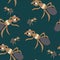 Cute ants. Seamless vector pattern