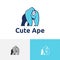 Cute Ape Smiling Gorilla Monkey Mascot Wildlife Logo