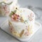 cute appetizing bento cake. Korean mini cakes with funny decor