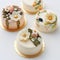 cute appetizing bento cake. Korean mini cakes with funny decor