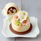 cute appetizing bento cake. Korean mini cakes with funny decor