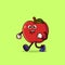 Cute Apple character walking with happy face. Fruit character icon concept isolated. flat cartoon style Premium Vector