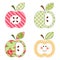 Cute apples with seeds or as a character as retro fabric applique