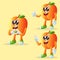 Cute apricot characters making playful hand signs