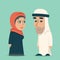 Cute Arab Male Female Family Cartoon Design Character Icons Vector Illustration