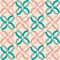 Cute arabesque pattern of interlocking lines in flower motifs in pastel blue and pink