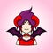 Cute Arch demon cartoon icon.Female devil.Adorable.Fairy tale character. Magic Anime Illustration.