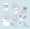 Cute Arctic baby animals in flat design set