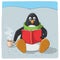 Cute arctic penguin who reads