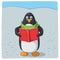 Cute arctic penguin who reads