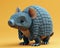 Cute Armadillo Figurine Against a Yellow Background High Quality 3D Rendered Image of an Adorable Armadillo with Detailed Texture