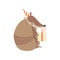 Cute Armadillo in Party Hat Holding Gift Box, Adorable Pleistocene Animal Cartoon Character Celebrating Birthday Vector