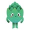 Cute artichoke character, healthy green vegetable mascot for kids, kawaii cartoon veggie character with funny face