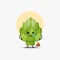 Cute artichoke vegetable character crying and pooping illustration