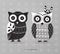 Cute artistic owls vector set