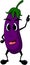 Cute artoon eggplant raising his hands