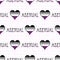 Cute asexual heart with text cartoon seamless vector pattern. Hand drawn isolated pride flag for LGBTQ blog. Gay love on