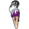 Cute asexual ice cream cone cartoon vector illustration motif set. Ace LGBTQ sweet treat elements for pride blog. Tasty