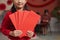 Cute Asian Girl With Red Packets