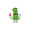 Cute asparagus cartoon character with ice cream