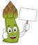 Cute Asparagus Character Holding Banner