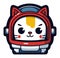 Cute astronaut cat cartoon in space suit. Adorable feline in astronaut helmet vector illustration