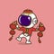 cute astronaut in chinese new year