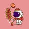 cute astronaut in chinese new year