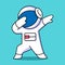 Cute astronaut dabbing mascot cartoon design