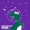 Cute Astronaut dinosaur. Space theme t-shirt print for kids. Creative vector childish background for fabric, textile, nursery