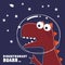 Cute Astronaut dinosaur. Space theme t-shirt print for kids. Creative vector childish background for fabric, textile, nursery