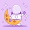 Cute astronaut with moon