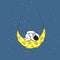 Cute astronaut sleeps on crescent moon