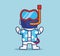 cute astronaut snorkeling. cartoon travel holiday vacation summer concept Isolated illustration. Flat Style suitable for Sticker