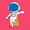 Cute astronaut superhero mascot cartoon design