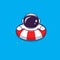 Cute Astronaut Swimming On Space Pool Cartoon Vector Icon Illustration.