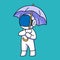Cute astronaut with umbrella cartoon design