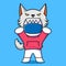 Cute astronaut with wolf costume cartoon design