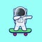 Cute Astronauts slide on skateboard cartoon