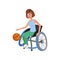 Cute athlete woman with physical disabilities playing in basketball. Active lifestyle. Young girl in wheelchair. Flat