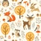 Cute autumn forest pattern