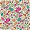 Cute autumn fowest seamless pattern with owls.