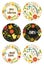 Cute autumn gift tags bundle with hand drawn rustic flowers and leaves ornament
